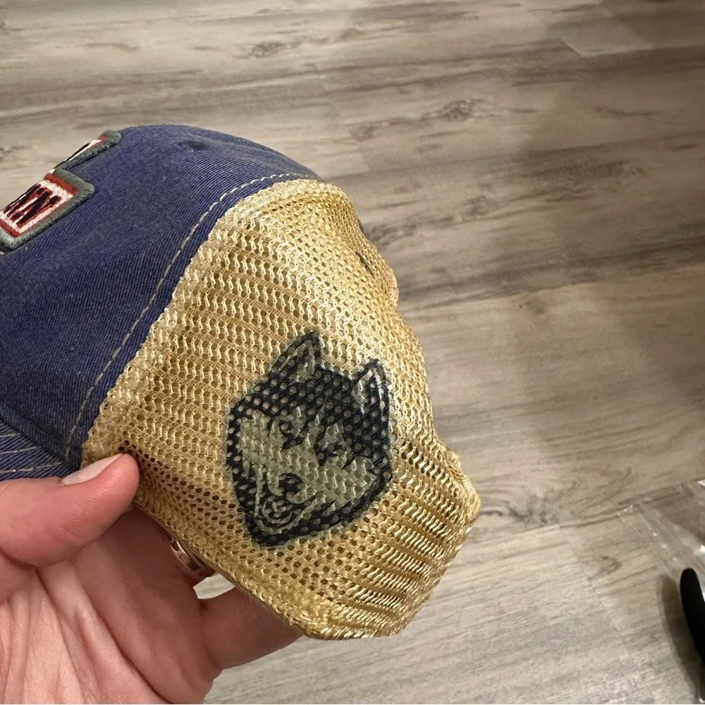 Legacy Two Conn Easy Ale Trucker Hat Blue Tan Mesh Snapback OS